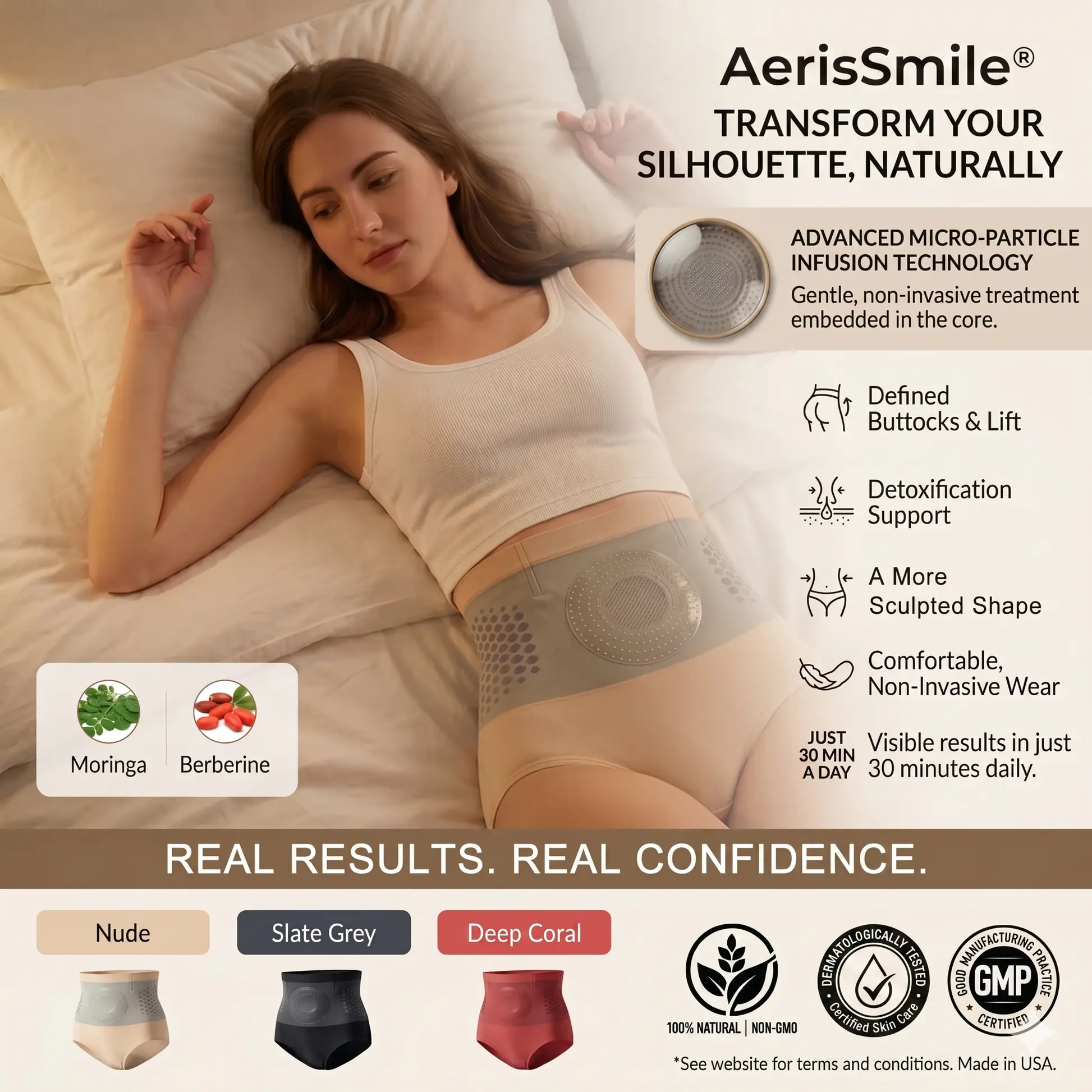 AerisSmile® 2026 NEW RELEASE Moringa & Berberine 4-In-1 Micro-Particle Sculpting & Fat-Burn Shorts